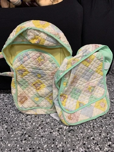 Lot 2 Vintage Cabbage Patch Kids Quilted Diaper Bag CBK 1983  And Baby Carrier