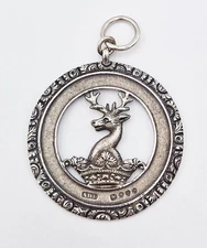FINE VICTORIAN STERLING SILVER SCOTTISH CLAN BADGE PENDANT London 1880