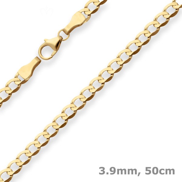 3,9Mm Panzerkette Weit Goldkette Collier Halskette Aus 333 Gold Gelbgold 50Cm-image