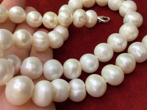 Collana di perle barocche naturali molto grandi vintage chiusura in argento sterling - Foto 3 di 4