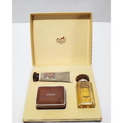 Vtg Hermes Equipage Mini Perfume 0.33 fl. oz. Soap After Shave Gel Gift Box 