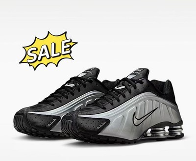 Nike Shox R4 Metallic Silver Black Running Shoes HQ1988-007 Men's
