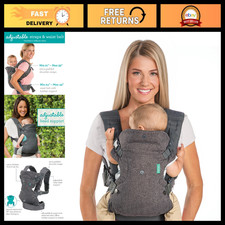 Ergonomic 4-in-1 Baby Carrier, Convertible Infant Sling, Gray, Adjustable, Comfo