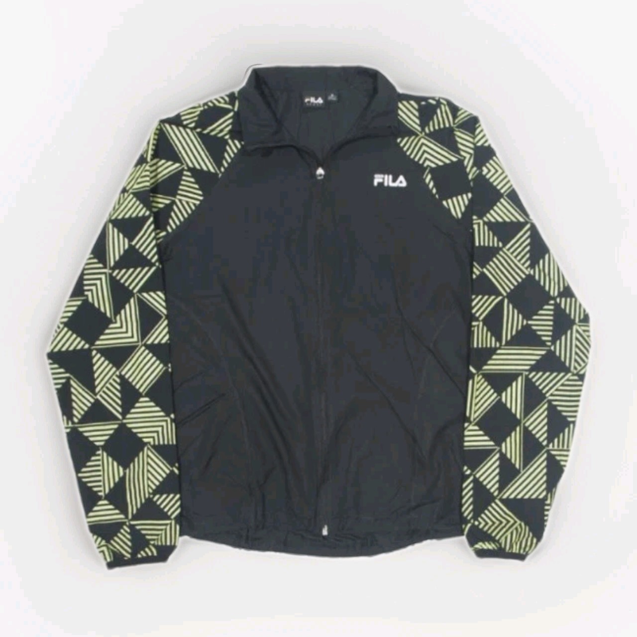 Fila Giacca Running Donna Media Nera Verde Performance Sport Geometrica Attiva