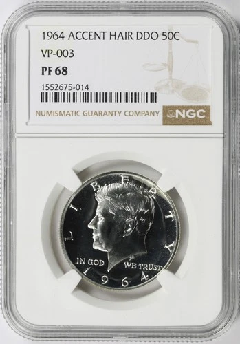 1964 Kennedy Half Dollar Accented Hair DDO VP-003 NGC PF68 Proof
