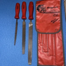 Snap-on HBF500 4 Piece Red Hard Handle Mixed File Set With Case / USA