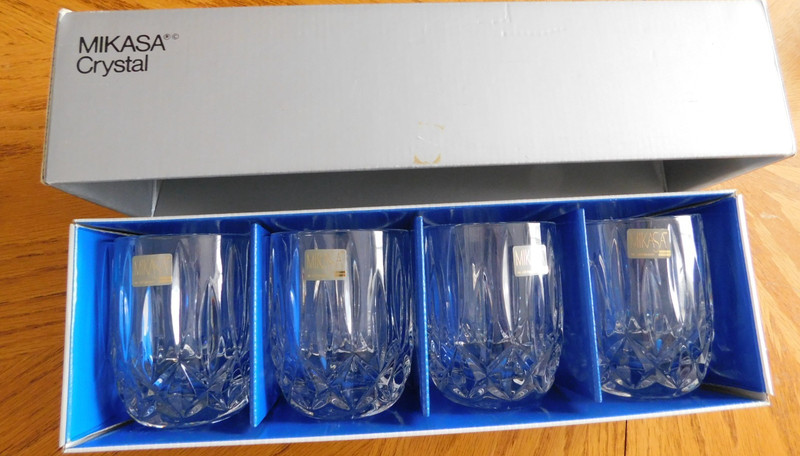 Mikasa Crystal Set Four Fair Haven Whiskey Glasses Germany original box Unused