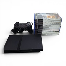 Sony PlayStation 2 PS2 Slim Console Bundle 1 Controller 9 Games Tested Working
