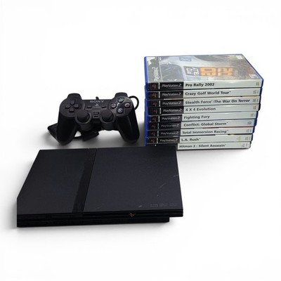 Sony PlayStation 2 PS2 Slim Konsole Bundle 1 Controller 9 Spiele getestet funktioniert
