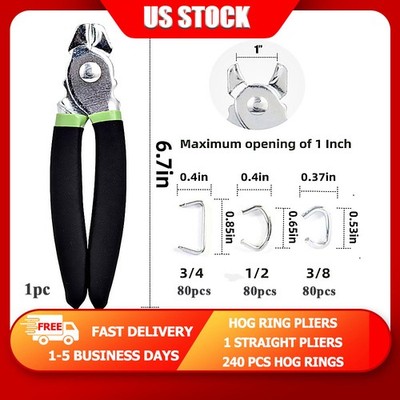 241pcs Hog Ring Pliers Kit Galvanized Steel Rings for Fence/Pet Cage Assembly US