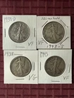 4 Liberty Walking Silver Half Dollars 1930s and 40s In Very Nice Condition 👍