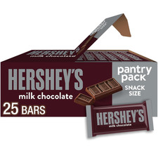 HERSHEY'S Milk Chocolate Snack Size, Candy Bars, 11.25 Oz 25 Pieces 