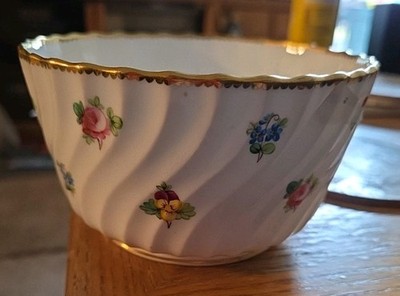 Mintons Floral Porcelain Bowl 5  Gold Trim Leadless Glaze England Antique