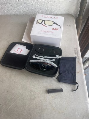 Gunnar Lightning Bolt 360 Onyx Elite Gaming Glasses Amber/Sun Lens 61-16-135 New