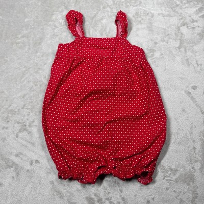 Baby Gap Red White Star Sleeveless Ruffle Straps Cotton Bubble Romper 6-12 M