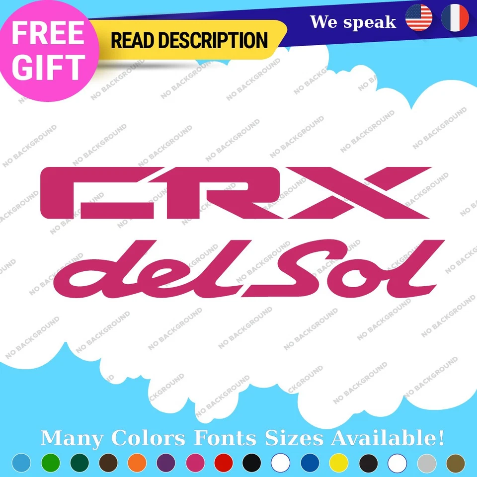 Fits Honda Del Sol Decals Stickers Vinyl CRX Si SiR Door Side JDM Drift Civic Foto 3 de 4