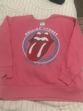 The Rolling Stones L Sweatshirt Pink Studded NWOT size 4-6