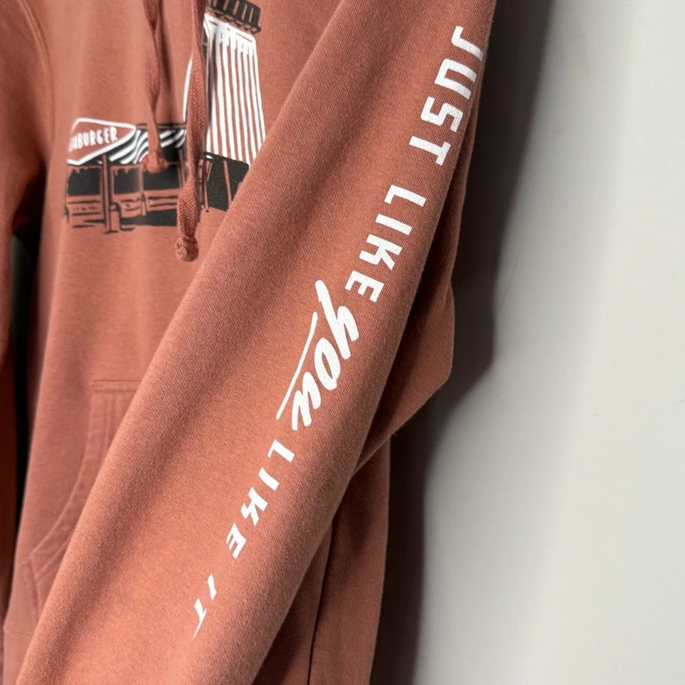 Moletom com capuz Whataburger rosa empoeirado tamanho pequeno - Imagem 3 de 4