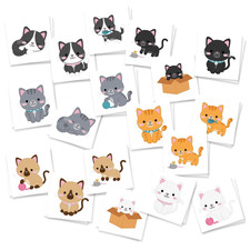 Kitten Temporary Tattoos/Safe Non-Toxic/Pre-Cut Easy to Share/Party Favors/Class