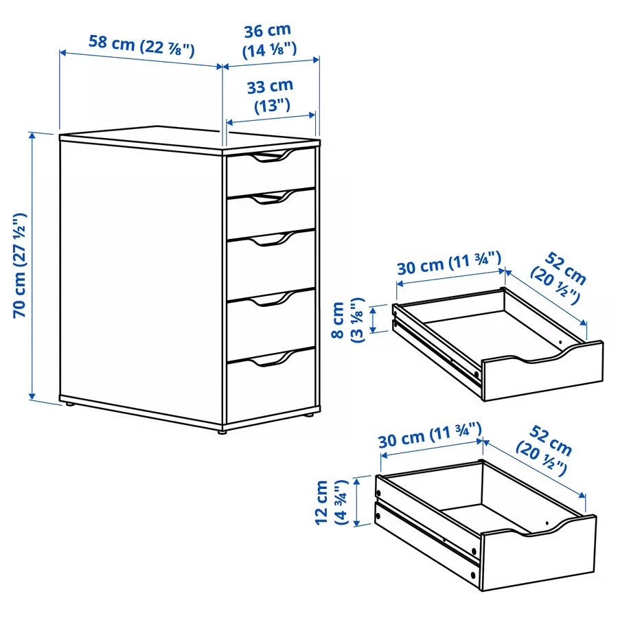 Unidad de 5 cajones IKEA ALEX blanca 141/8”x271/2 – totalmente nueva – uso de escritorio u oficina Foto 4 de 4