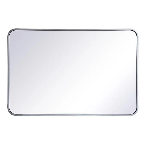 Elegant Decor Evermore 24x36" Soft Corner Metal Rectangular Mirror in Silver - Picture 1 of 8
