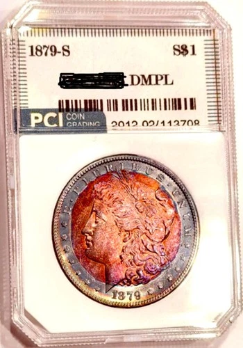 1879-S Gem BU  DMPL Rainbow Color Toned Morgan Dollar