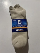 FootJoy Men's Comfort Soft Roll Top 3 Pack Socks Mixed Black White Tan 
