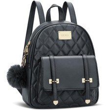 KKXIU Girls Small Backpack Purse Vegan Leather Quilted Mini Daypack for Women