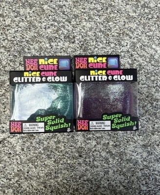Needoh Nice Cube GLITTER AND GLOW BUNDLED BLUE AND PURPLE