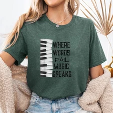 I Love Music Themed Gift T-Shirt Heartbeat Music Note Lover Shirt