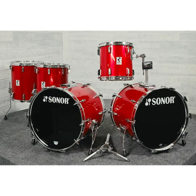Used Vintage Sonor Phonic Plus 5pc Drum Set Candy Apple Red - Very Good