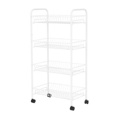 Mainstays Rolling 4 Tier Metal Laundry Basket Cart White