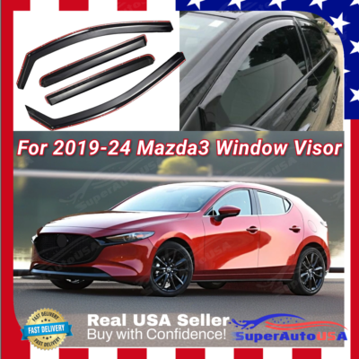 For 19-24 Mazda3 Hatchback Smoke Tint Window Visor Sun Wind