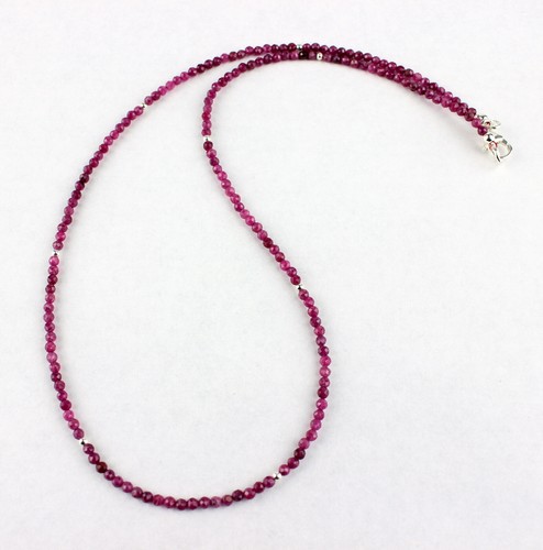 Collar De Rubí Natural Facetado Finamente Pulido Rojo 45,5 Cm - Imagen 4 de 4