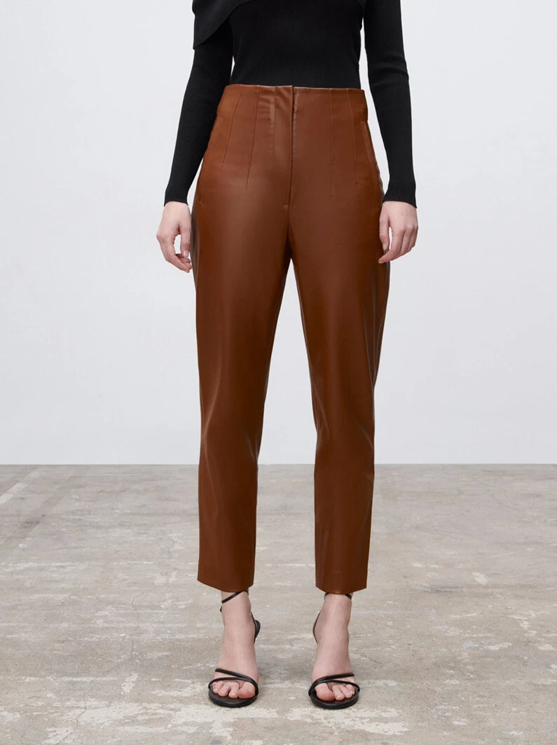 Zara brown leather trousers