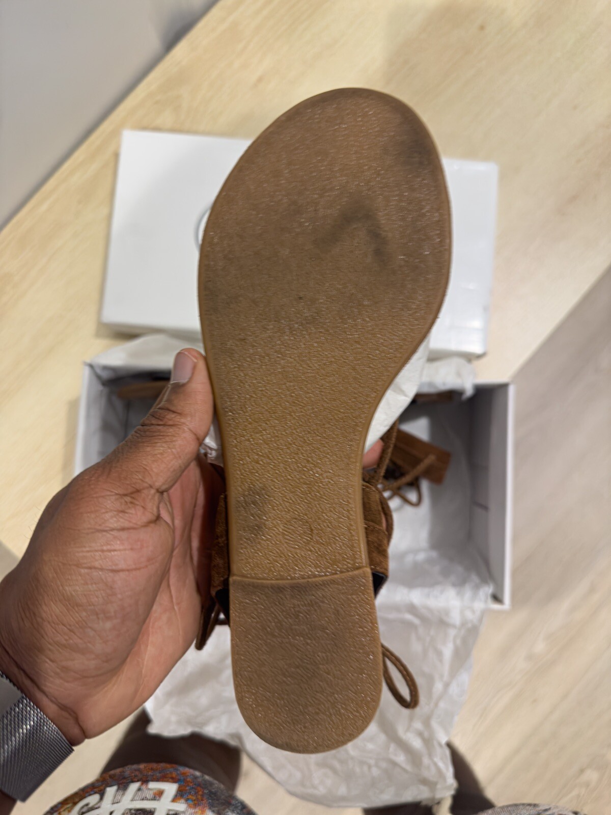 Rare Steve Madden Walkitt Lace-Up Flat Sandals, Chestnut 8.5 image 3