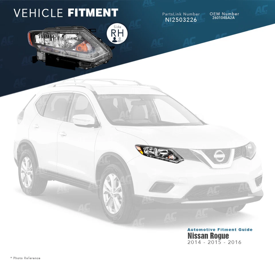 TYC Headlight Assembly Right Passenger Side for 14 15 16 Nissan Rogue - Image 2 of 2