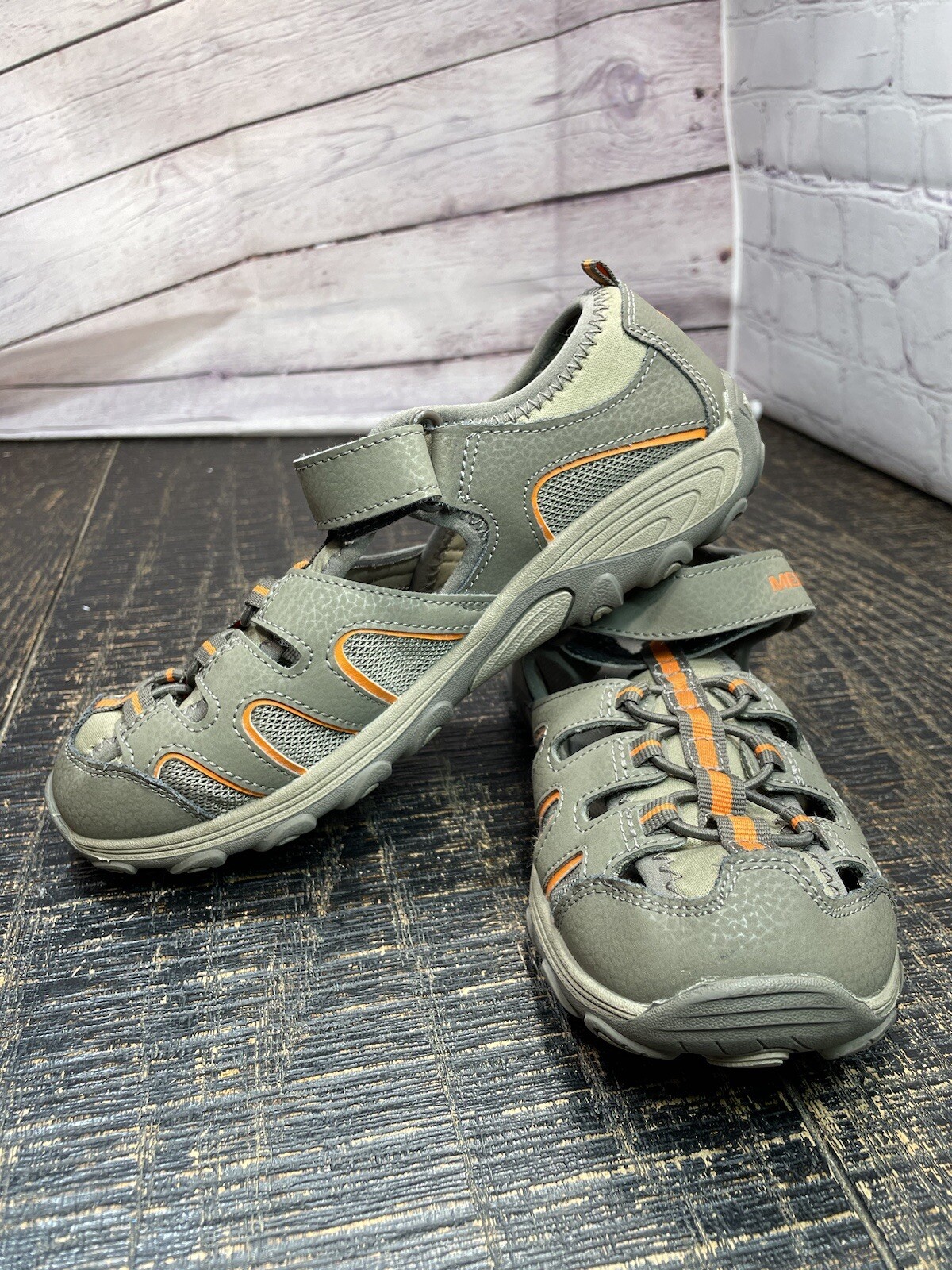 Sandali Merrell ML Hydro H20 ragazzo taglia 5M grigio arancione escursionista outdoor