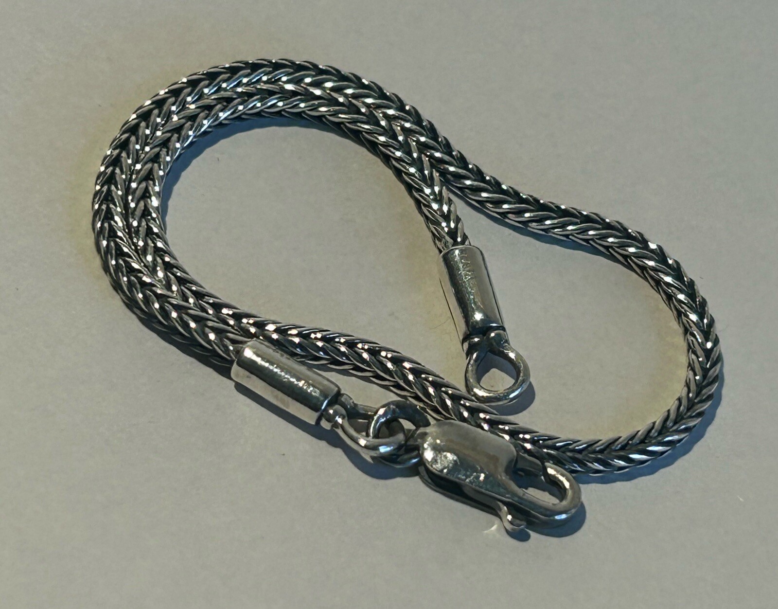 Foxtail Bali Chain Solid Sterling Silver 925 Bracelet Thickness 2 mm Length 7.5