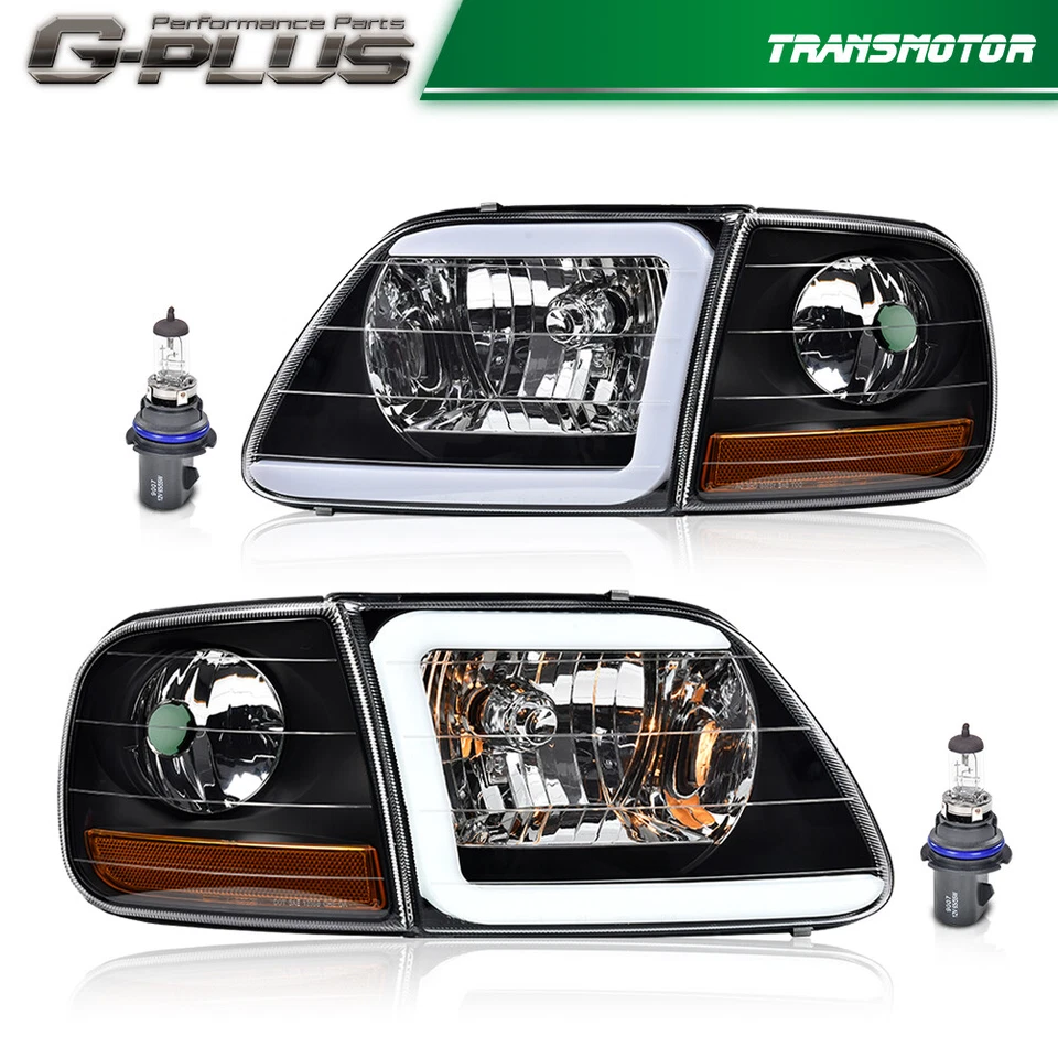 Faros de tubo LED negros aptos para 97-04 F150 Expedition y luces de estacionamiento en esquina Foto 2 de 4