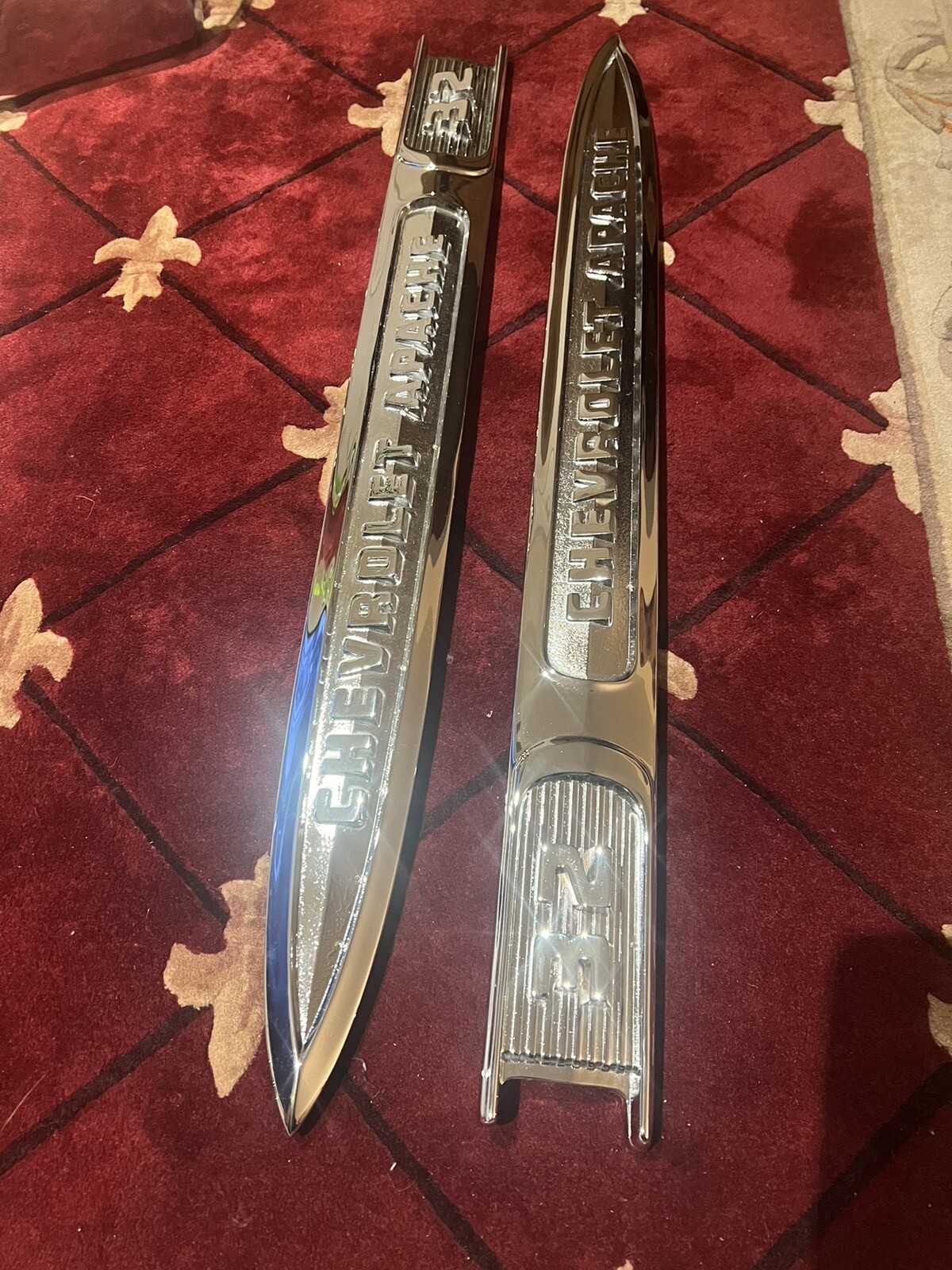 1959 Chevy 3200 Apache Truck Fender Emblems GM 3753123 & 3753124 New