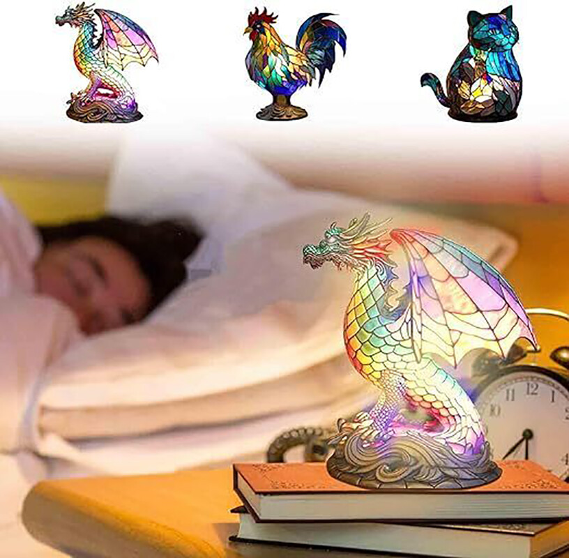 Fashion Night Light, Santa Stained Animal Series Table Lamp, Vintage