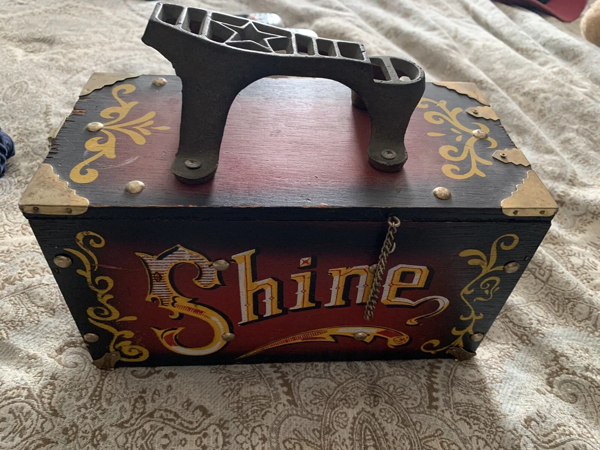 Vintage wooden shoe shine box