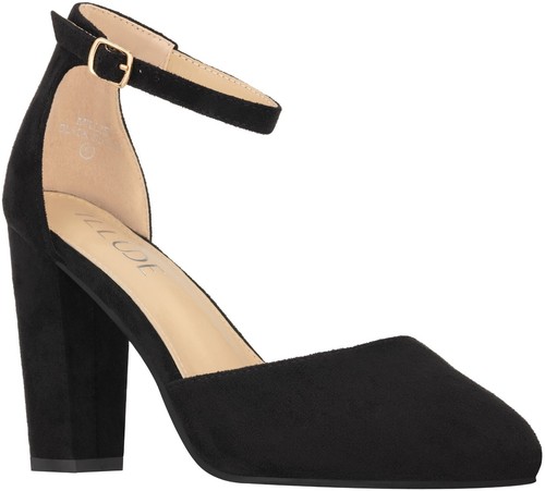 NEW Women's Point Toe Chunky Heeled Pumps Ankle Strap Pumps High Heel Pump - Imagen 27 de 51