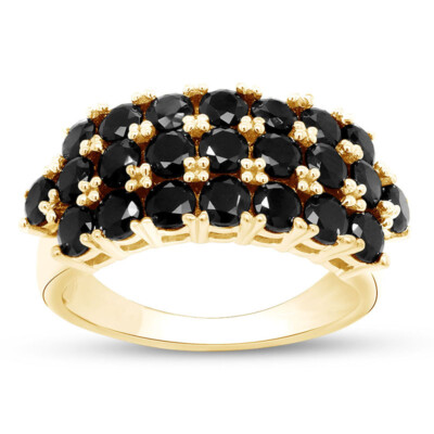2.34 ct Wedding Band Ring Round Cut Black Spinel 14k Yellow Gold Plated ...