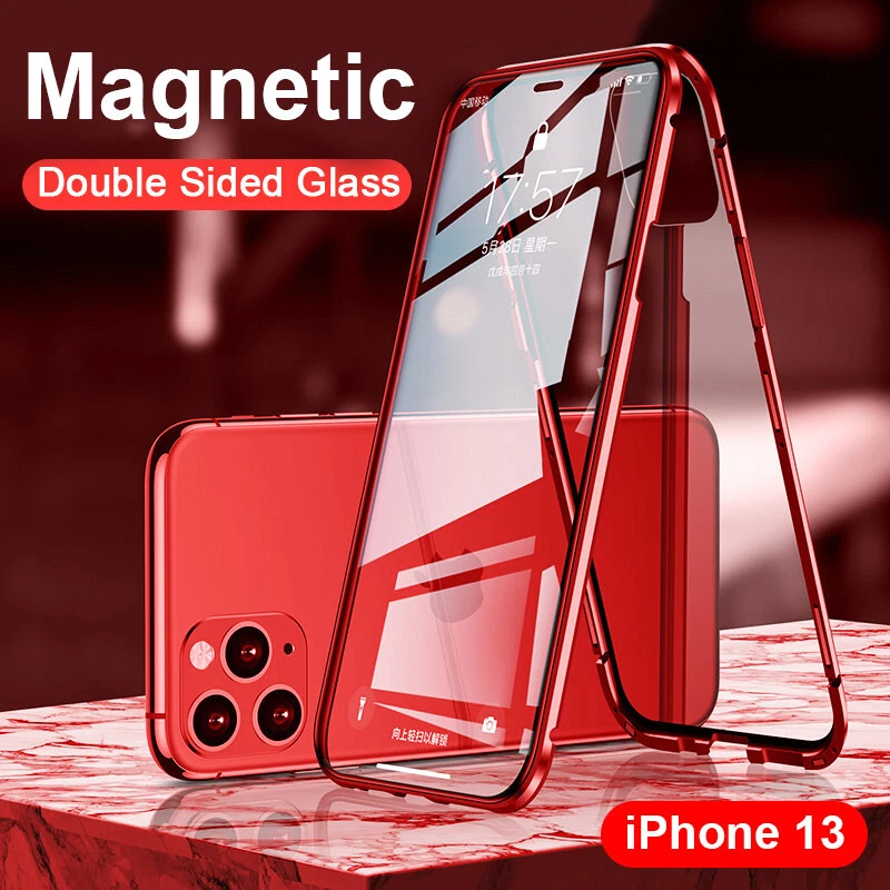 Case For iPhone 15 14 13 Pro Max 12 11 XR XS 360° Magnetic Tempered Glass Cover - Image 3 of 4