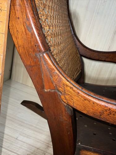 Antique Childs Rocker Cane Back Boho Rocking Chair Children’s Old Farmhouse  - Picture 19 of 24