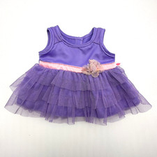 Build a Bear Rare Dress Purple Pink Flower Ruffle Tulle Teddy Clothes Outfit