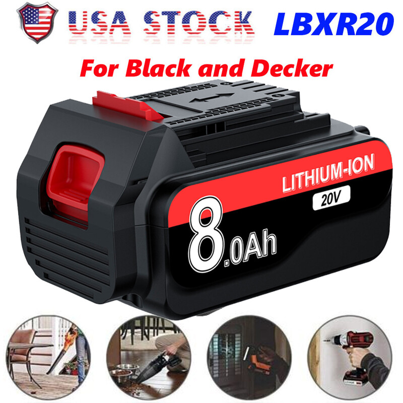 20V 8.0Ah Li-Ion Replacement Battery for Black+Decker LB20 LBX20 LBXR20 20V Tools  