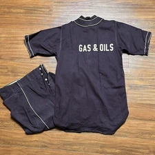 Vtg Morel Oil Gas Baseball Uniform Red Fox Athletic 40s Jersey 36 Pants 30 USA
